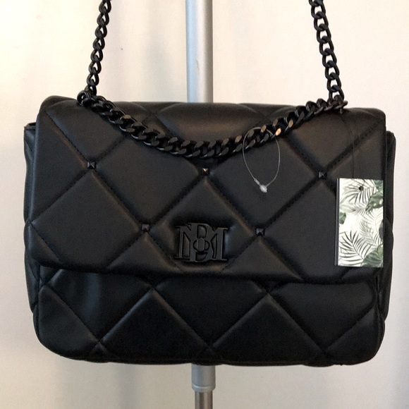 BADGLEY MISCHKA Large Diamond Quilted Crossbody Matte Studded  Letter Lock Bag - Picture 8 of 10